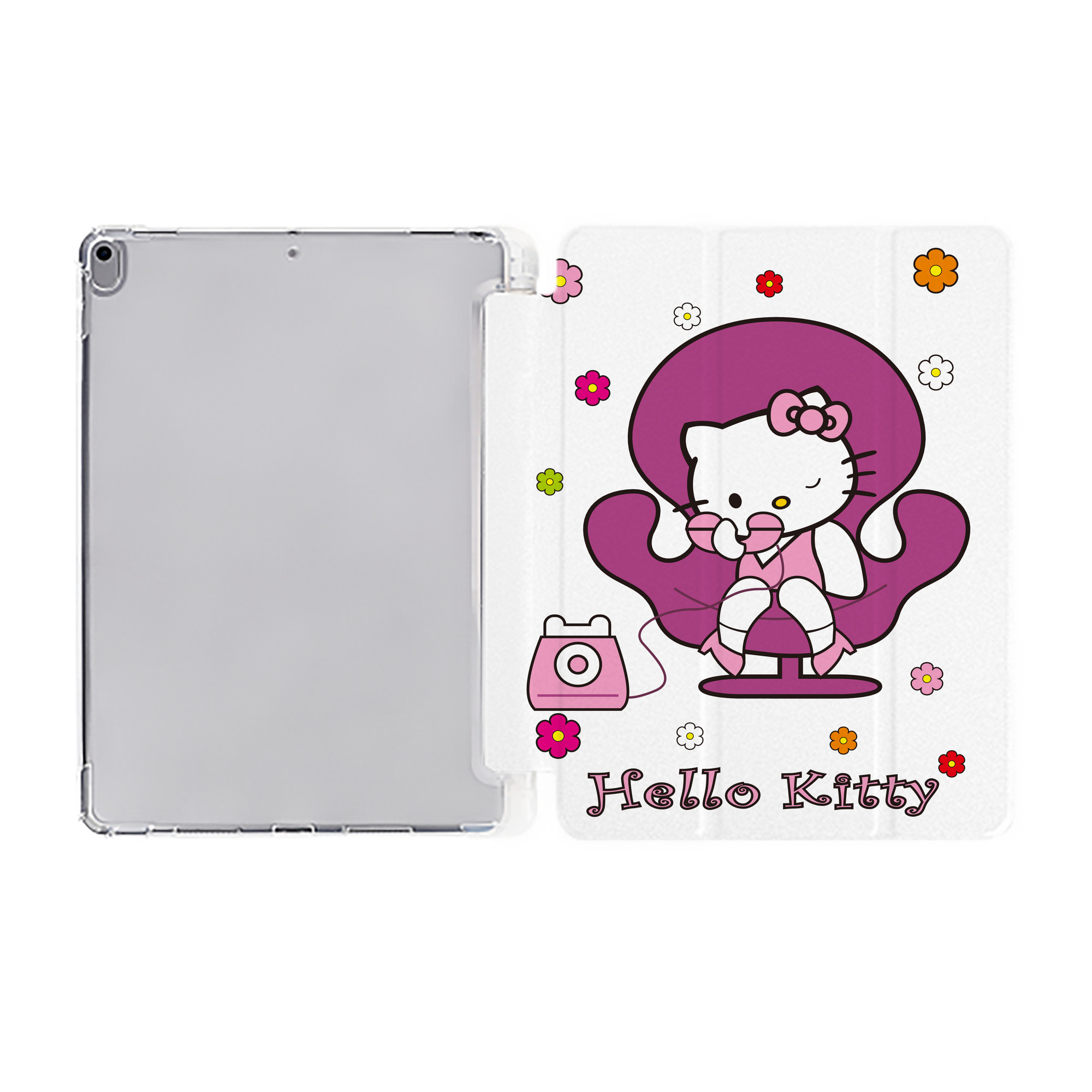 （画像用） Hello Kitty ハローキティ IPad ケース ペン収納付き 三つ折りスタンド PUレザー×シリコン 対応機種9.5/10.5/10.9インチ